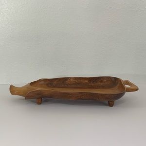 Vintage Hand Carved Pig Serving Bowl